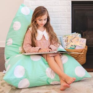 Butterfly Craze Bean Bag Chair Cover Aqua Polka Dot - 30” W x 50” L x 35” Tall